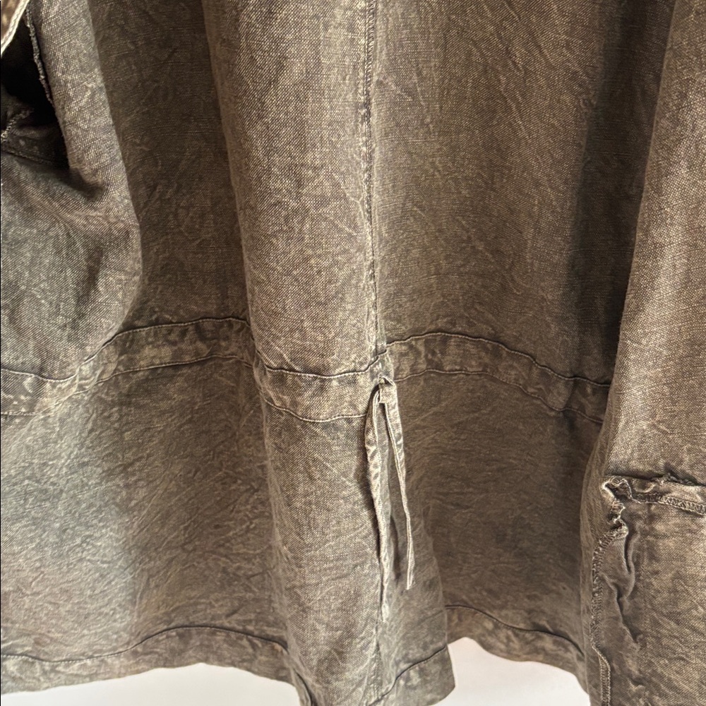 Krista Larson • 100% linen olive green acid wash army jacket - Picture 9 of 10
